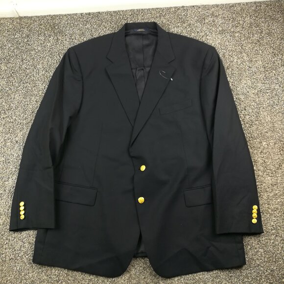 Brooks Brothers x Loro Piana Blazer Super 120s Wool Gold Button Black 50R
